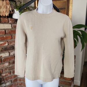 MCM Wool Blend Cream Sweater Quiet Luxury Minimalist Knit